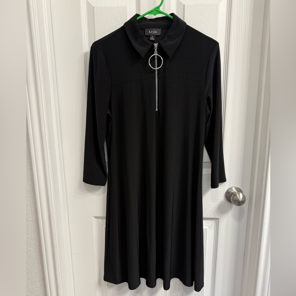 MSK Black Long Sleeve Dress with Zip Detail